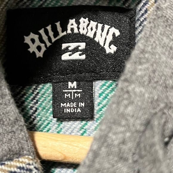 Billabong Men’s Hooded Button-Down Shirt Jacket - Medium – Green Gray Striped - Picture 15 of 15
